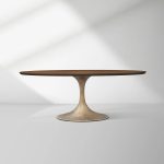 Aero Oval Solid Wood Dining Table Tulip Round Dining Table with Cast Steel Base - Image 13