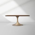 Aero Saint Germain Solid Oak Top Dining Table Tulip Rectangular Dining Table with Launette Base - Image 47