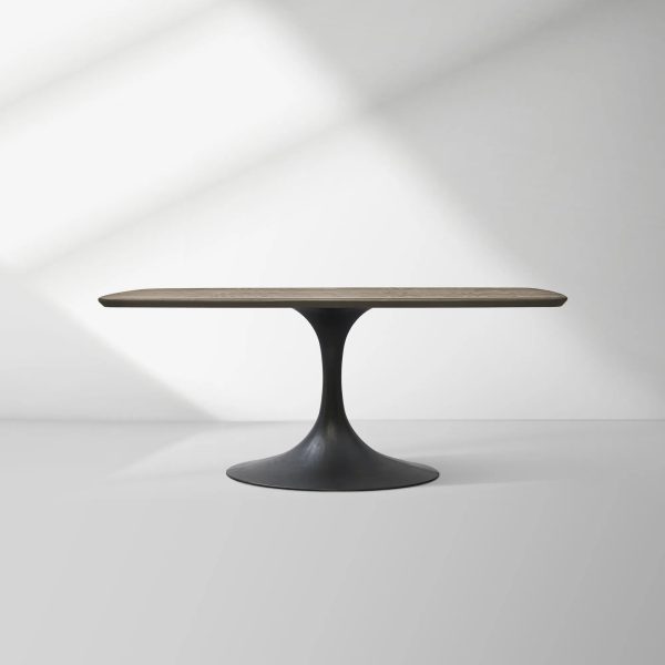 Aero Saint Germain Solid Oak Top Dining Table Tulip Rectangular Dining Table with Launette Base - Image 26