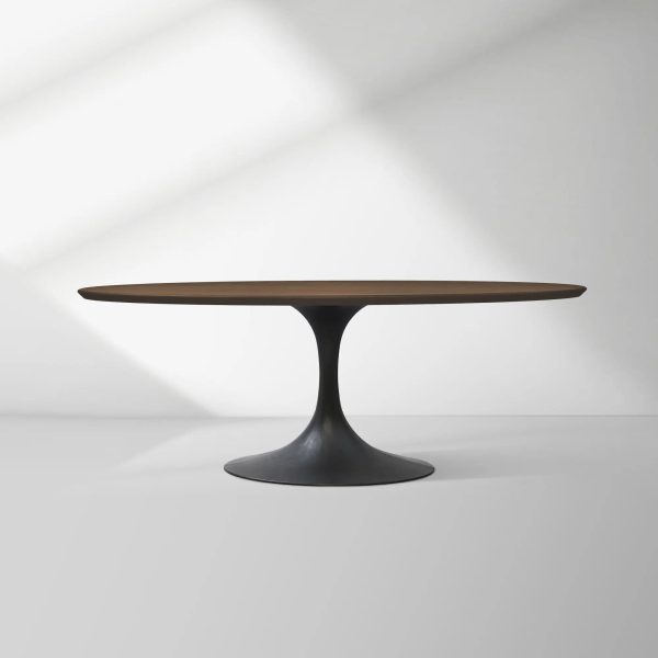 Aero Oval Solid Wood Dining Table Tulip Round Dining Table with Cast Steel Base - Image 32