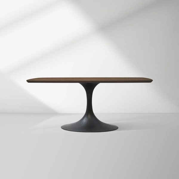 Aero Saint Germain Solid Oak Top Dining Table Tulip Rectangular Dining Table with Launette Base - Image 22