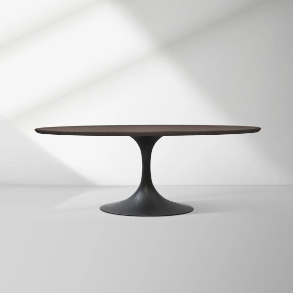 Aero Oval Solid Wood Dining Table Tulip Round Dining Table with Cast Steel Base - Image 31