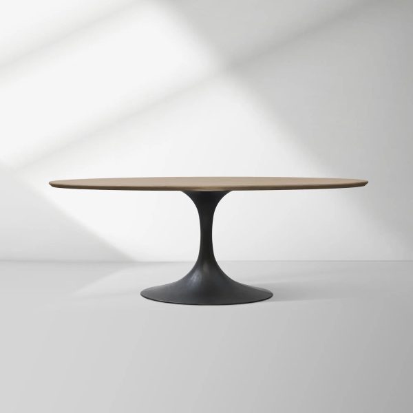 Aero Oval Solid Wood Dining Table Tulip Round Dining Table with Cast Steel Base - Image 37
