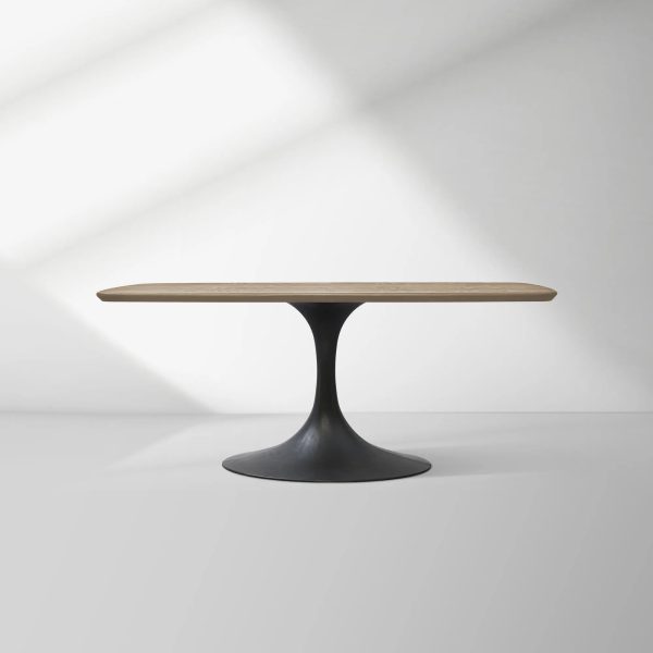 Aero Saint Germain Solid Oak Top Dining Table Tulip Rectangular Dining Table with Launette Base - Image 27