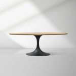 Aero Oval Solid Wood Dining Table Tulip Round Dining Table with Cast Steel Base - Image 35