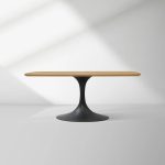Aero Saint Germain Solid Oak Top Dining Table Tulip Rectangular Dining Table with Launette Base - Image 25