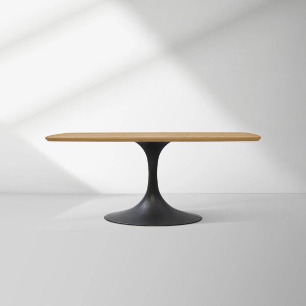 Aero Saint Germain Solid Oak Top Dining Table Tulip Rectangular Dining Table with Launette Base - Image 25