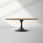 Aero Oval Solid Wood Dining Table Tulip Round Dining Table with Cast Steel Base - Image 34