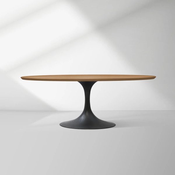 Aero Oval Solid Wood Dining Table Tulip Round Dining Table with Cast Steel Base - Image 34