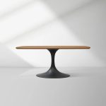 Aero Saint Germain Solid Oak Top Dining Table Tulip Rectangular Dining Table with Launette Base - Image 24