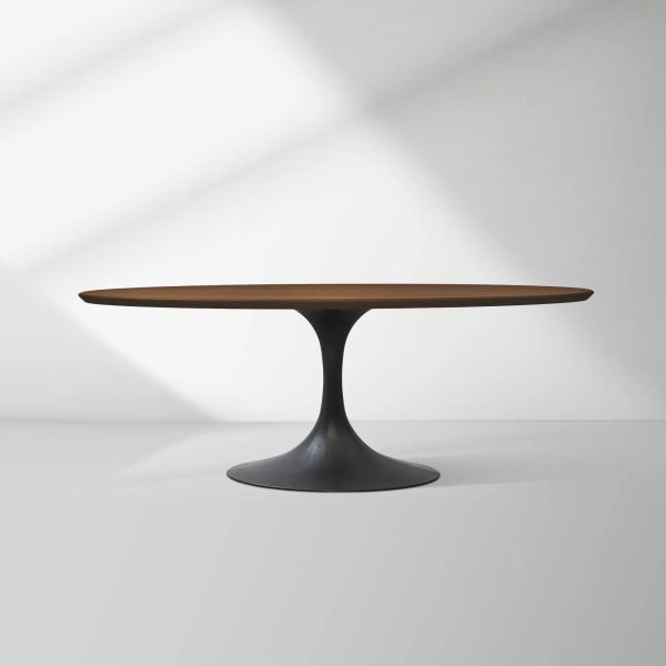 Aero Oval Solid Wood Dining Table Tulip Round Dining Table with Cast Steel Base - Image 33