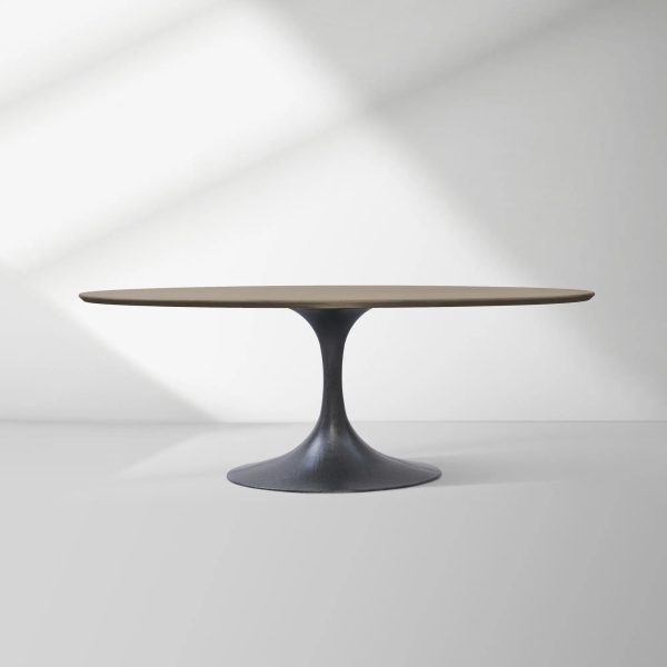 Aero Oval Solid Wood Dining Table Tulip Round Dining Table with Cast Steel Base - Image 45
