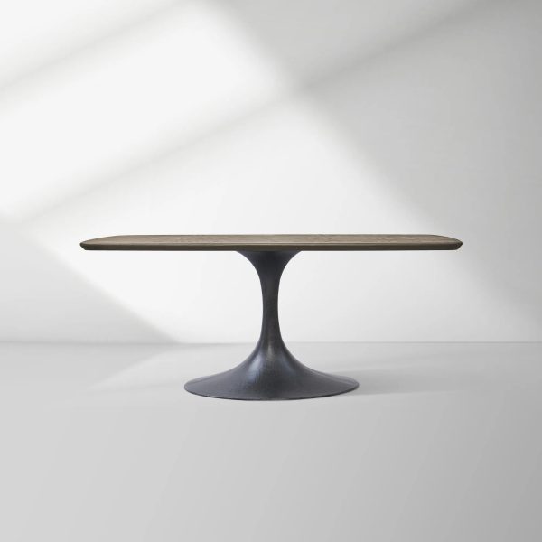 Aero Saint Germain Solid Oak Top Dining Table Tulip Rectangular Dining Table with Launette Base - Image 16