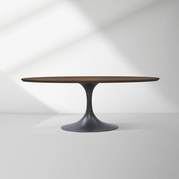 Aero Oval Solid Wood Dining Table Tulip Round Dining Table with Cast Steel Base - Image 41