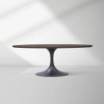 Aero Oval Solid Wood Dining Table Tulip Round Dining Table with Cast Steel Base - Image 40