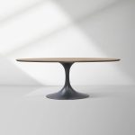 Aero Oval Solid Wood Dining Table Tulip Round Dining Table with Cast Steel Base - Image 46