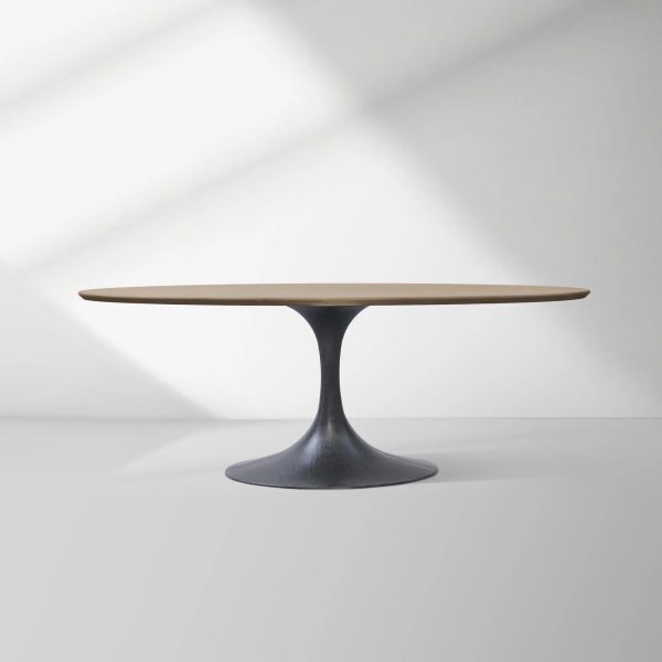 Aero Oval Solid Wood Dining Table Tulip Round Dining Table with Cast Steel Base - Image 46