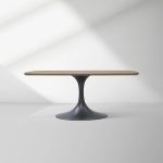 Aero Saint Germain Solid Oak Top Dining Table Tulip Rectangular Dining Table with Launette Base - Image 17