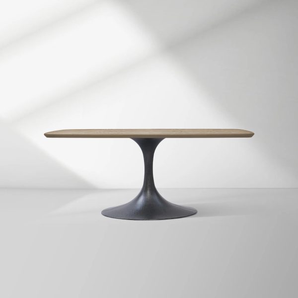 Aero Saint Germain Solid Oak Top Dining Table Tulip Rectangular Dining Table with Launette Base - Image 17