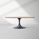 Aero Oval Solid Wood Dining Table Tulip Round Dining Table with Cast Steel Base - Image 44