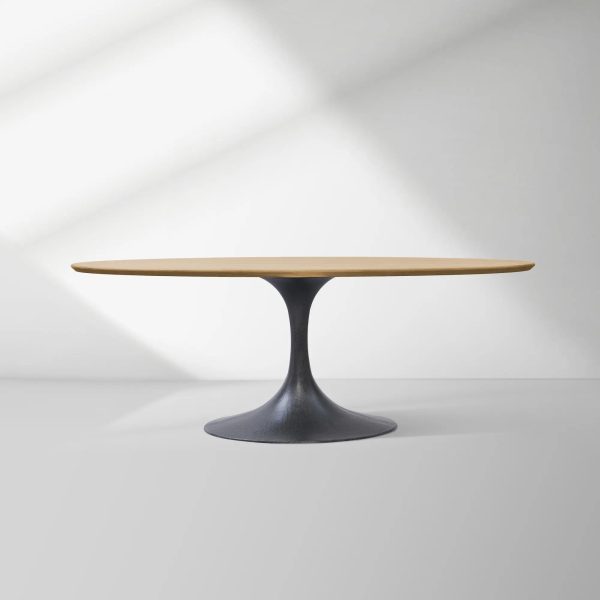Aero Oval Solid Wood Dining Table Tulip Round Dining Table with Cast Steel Base - Image 44