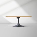 Aero Saint Germain Solid Oak Top Dining Table Tulip Rectangular Dining Table with Launette Base - Image 15