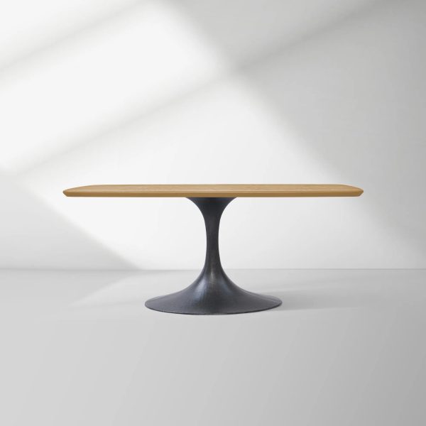 Aero Saint Germain Solid Oak Top Dining Table Tulip Rectangular Dining Table with Launette Base - Image 15