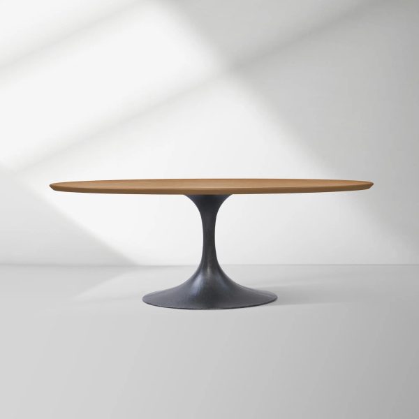 Aero Oval Solid Wood Dining Table Tulip Round Dining Table with Cast Steel Base - Image 43