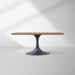 Aero Saint Germain Solid Oak Top Dining Table Tulip Rectangular Dining Table with Launette Base - Image 14