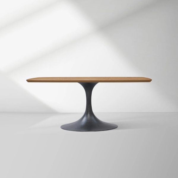 Aero Saint Germain Solid Oak Top Dining Table Tulip Rectangular Dining Table with Launette Base - Image 14