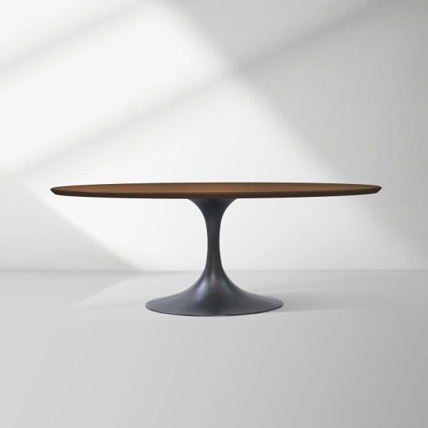 Aero Oval Solid Wood Dining Table Tulip Round Dining Table with Cast Steel Base - Image 42