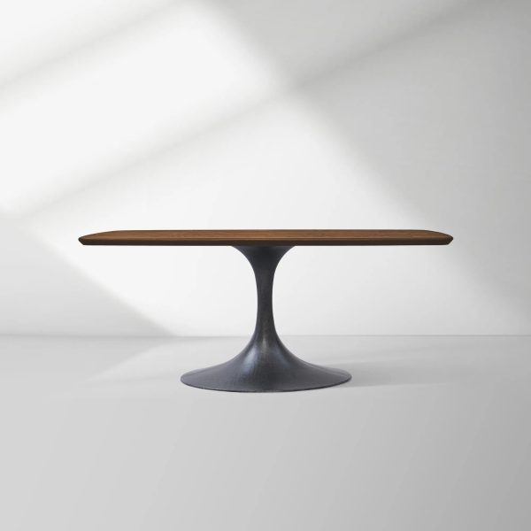 Aero Saint Germain Solid Oak Top Dining Table Tulip Rectangular Dining Table with Launette Base - Image 18