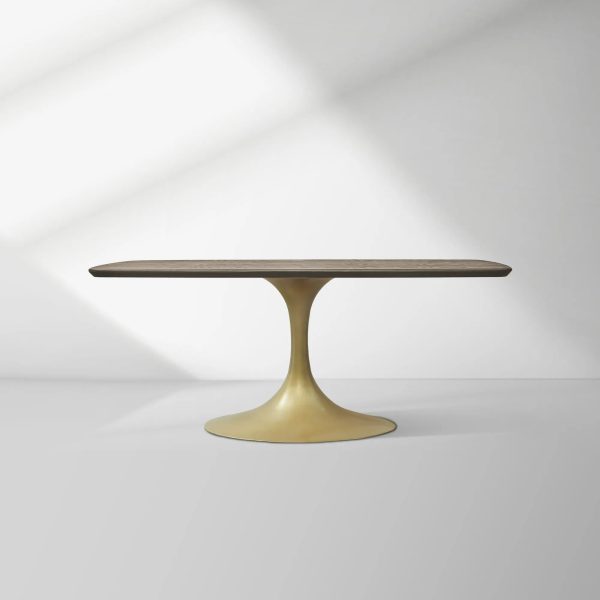 Aero Saint Germain Solid Oak Top Dining Table Tulip Rectangular Dining Table with Launette Base - Image 6