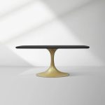 Aero Saint Germain Solid Oak Top Dining Table Tulip Rectangular Dining Table with Launette Base