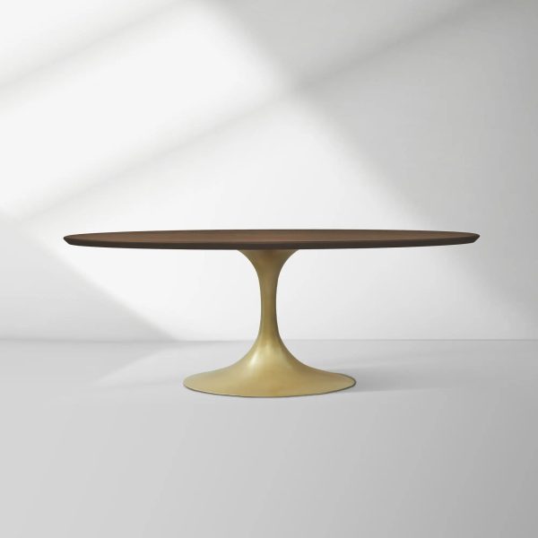Aero Oval Solid Wood Dining Table Tulip Round Dining Table with Cast Steel Base - Image 50