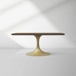 Aero Saint Germain Solid Oak Top Dining Table Tulip Rectangular Dining Table with Launette Base - Image 4