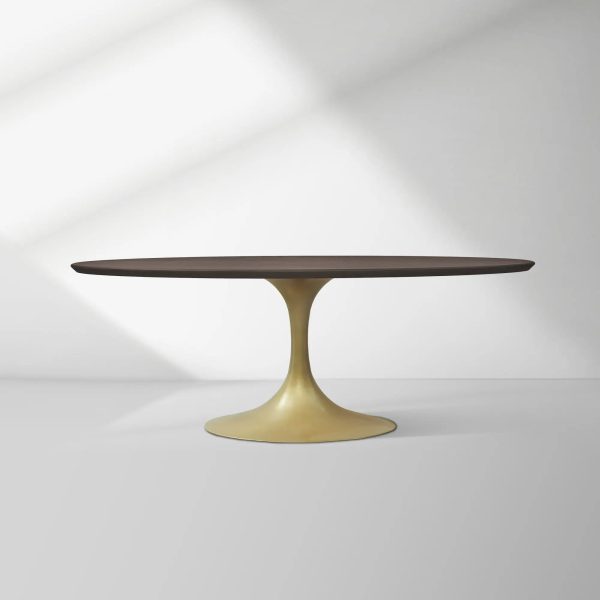Aero Oval Solid Wood Dining Table Tulip Round Dining Table with Cast Steel Base - Image 49