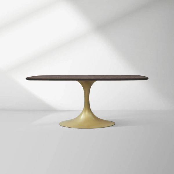 Aero Saint Germain Solid Oak Top Dining Table Tulip Rectangular Dining Table with Launette Base - Image 3