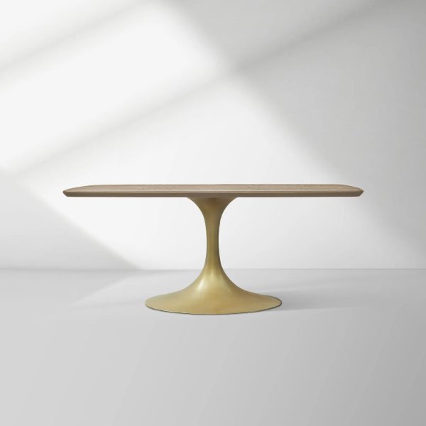 Aero Saint Germain Solid Oak Top Dining Table Tulip Rectangular Dining Table with Launette Base - Image 5