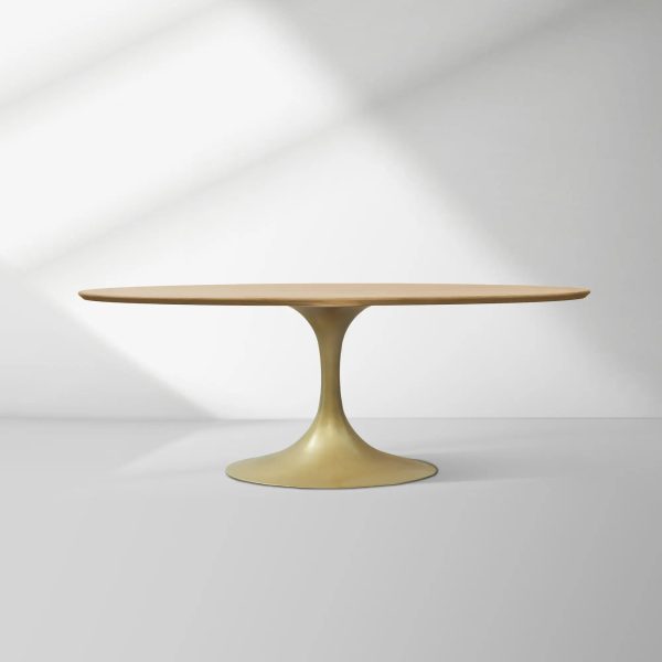 Aero Oval Solid Wood Dining Table Tulip Round Dining Table with Cast Steel Base - Image 52