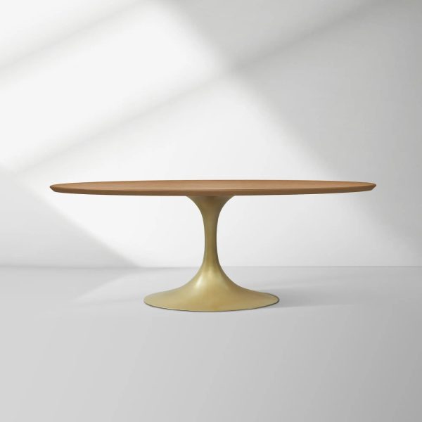 Aero Oval Solid Wood Dining Table Tulip Round Dining Table with Cast Steel Base - Image 55