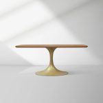 Aero Saint Germain Solid Oak Top Dining Table Tulip Rectangular Dining Table with Launette Base - Image 7