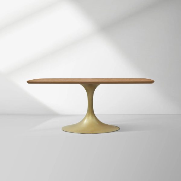Aero Saint Germain Solid Oak Top Dining Table Tulip Rectangular Dining Table with Launette Base - Image 7