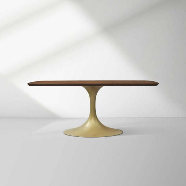 Aero Saint Germain Solid Oak Top Dining Table Tulip Rectangular Dining Table with Launette Base - Image 9