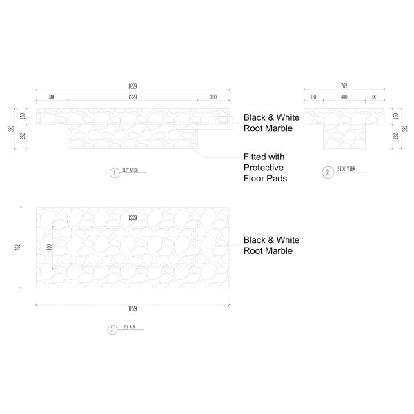 Cinzia Rectangle Stone Coffee Table Natural Marble Cocktail Table Plinth Base Sofa Center Tea Table - Image 9