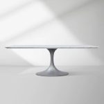 Aero Marble Stone Top Dining Table Tulip Rectangular Dining Table with Cast Steel Pedestal Base - Image 16
