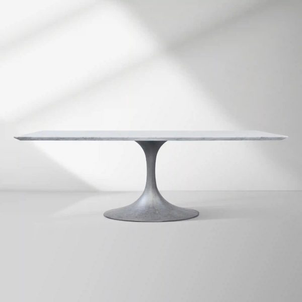 Aero Marble Stone Top Dining Table Tulip Rectangular Dining Table with Cast Steel Pedestal Base - Image 16