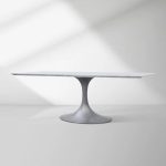 Aero Marble Stone Top Dining Table Tulip Rectangular Dining Table with Cast Steel Pedestal Base - Image 17