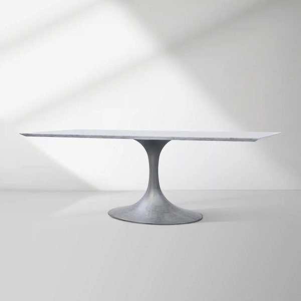 Aero Marble Stone Top Dining Table Tulip Rectangular Dining Table with Cast Steel Pedestal Base - Image 17