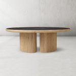Aster Wood Round Coffee Table Contemporary Sofa Center Tea Table - Image 2
